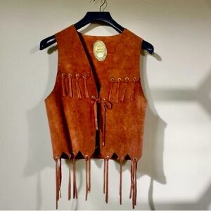 OOAK 1970 Brown Genuine Suede Fringe Vest Boho Style